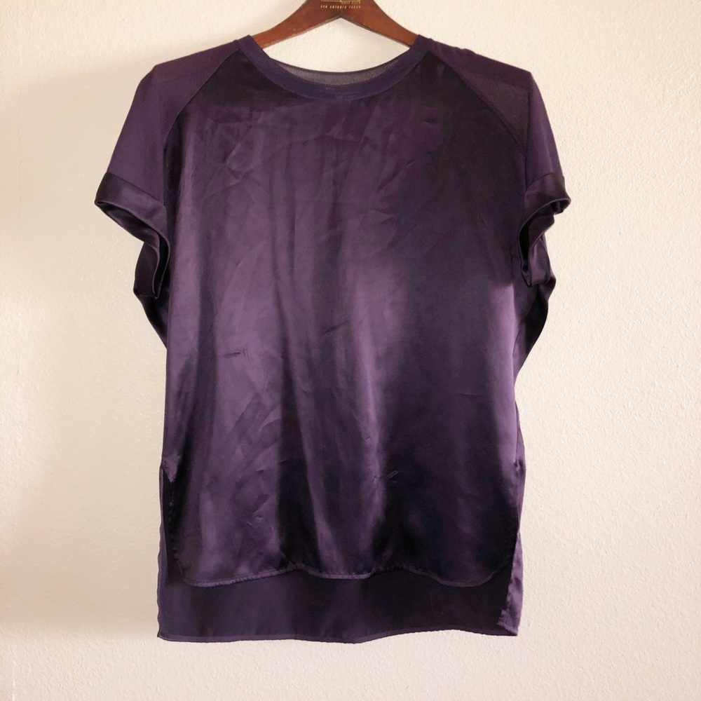 Vince silk crewneck plum blouse casual work shirt